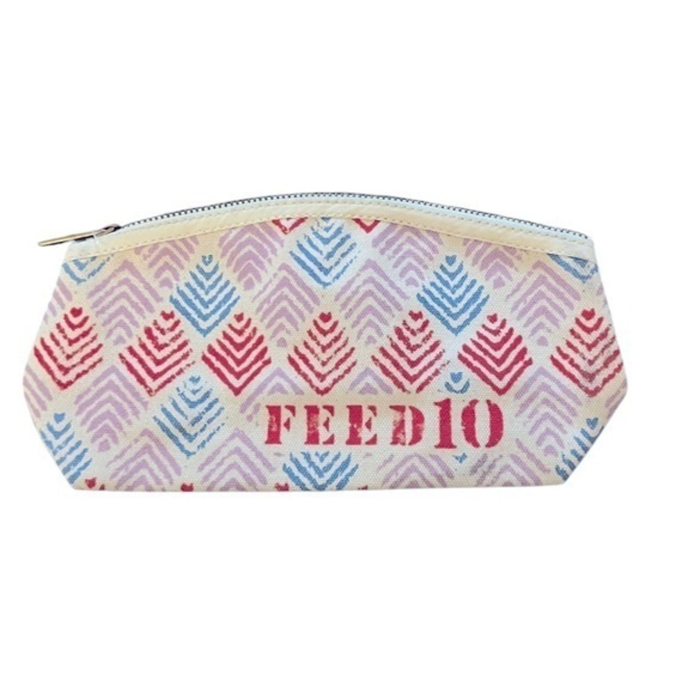 NEW Clarins Feed 10 Canvas Print Cosmetic Makeup Bag Pouch Zipper Case